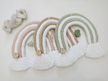 Load image into Gallery viewer, Dusty Pink Clear Quartz Macrame Rainbow Wall Hanging