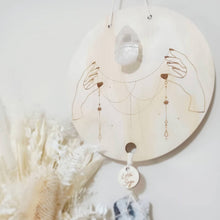 Load image into Gallery viewer, Moonstone - Lepidolite - Clear Quartz - Rose Quartz - Selenite Line Art Clear Quartz Generator
