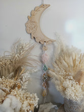 Load image into Gallery viewer, Rose Quartz - Aventurine - Amazonite - Calcite Moon Line Art Wall Hanging
